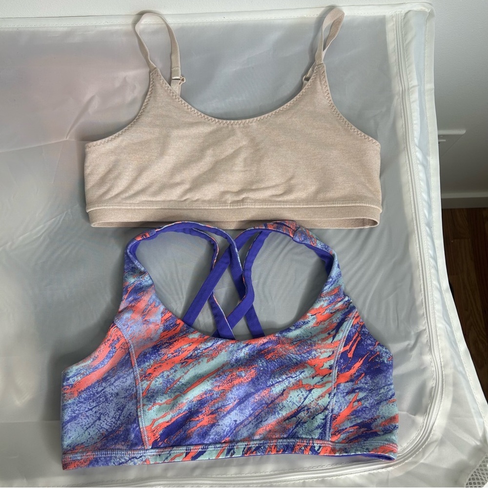 Iviva Girls Sports Bras Size 14 Two for One, Nude/Multicolor